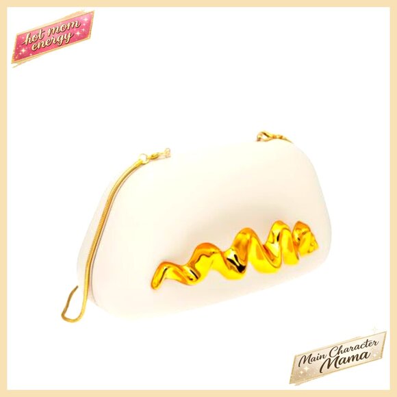 Metallic Wave Handle Box Clutch Crossbody Bag Evening Wedding Party Purse - Picture 2 of 7